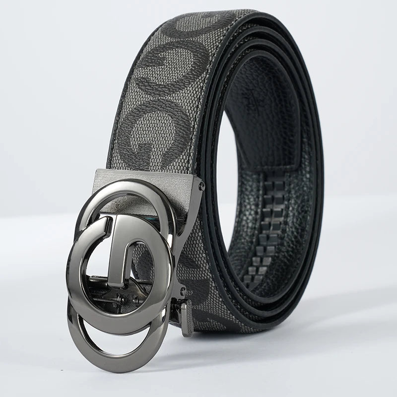 High Quality 3.4cm Leather Business Men High-Quality Designer Male Buckle Strap Jeans Accessory