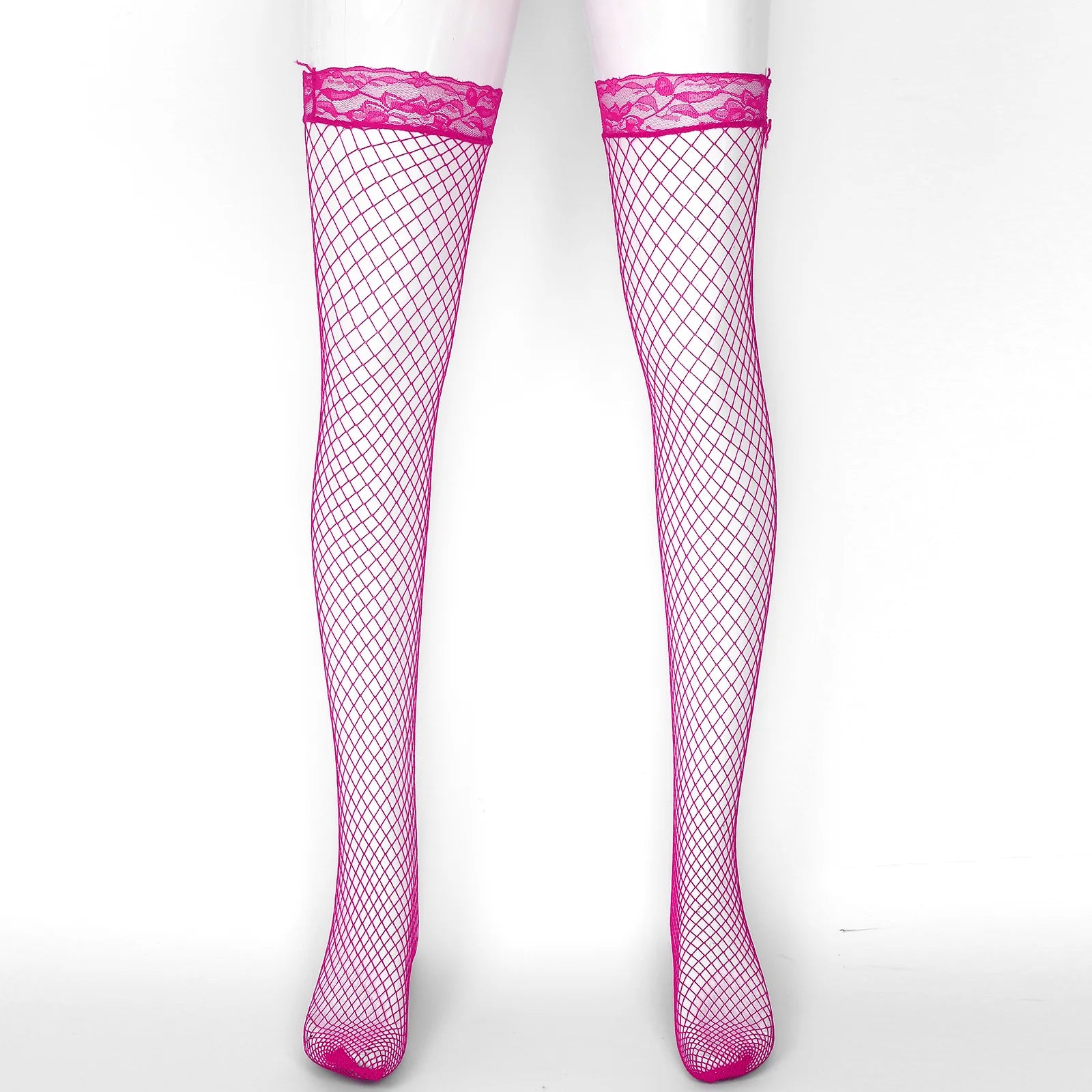 Men Glossy See-through Stockings Thin Shiny Solid Color Stretchy Sheer Thigh High Socks Sissy Fishnet Hollow Out Mesh Hosiery