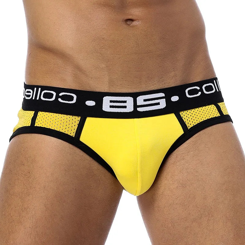 GZADN-BS107 Men's Mid-waist Color Patchwork Fashion Briefs Men's Breathable Sexy Trangile Briefs