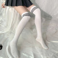 FINETOO Sexy Black White Striped Long Socks Women Over Knee Thigh High Over The Knee Stockings Ladies Girls Warm Knee Socks 2023