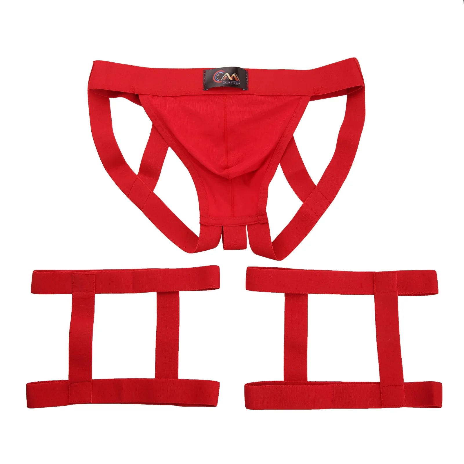 Cotton Jockstrap Men Underwear Sexy Harness Thong G String Leg Ring Bondage Lingerie hombre Strap Panties T-back