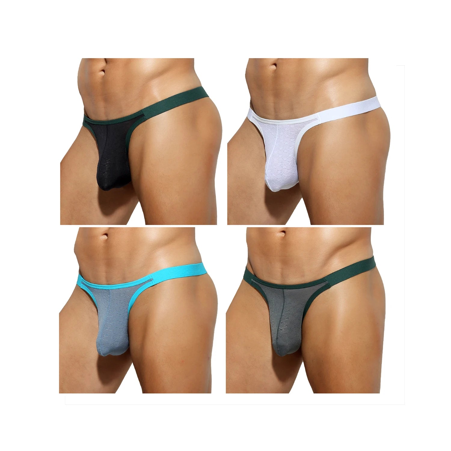 High Quality Men's Underwear Thong Mesh Wicking Mens Thong Underwear 3D Pouch Star Printed Funny Thongs for Men