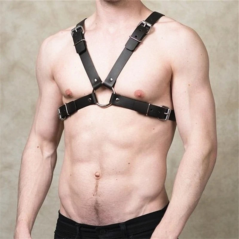 Fetish Men BDSM Chest Harness Belts Rave Gothic Leather Gay Clothes Sexual Body Bondage Harness Straps Male Sexy Erotic Lingerie