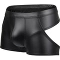 Sexy Men Underwear Hollow Back Jockstrap Faux Leather Lingerie Male Low Waist U Convex Pouch Panties Cueca Calzoncillos S-XL