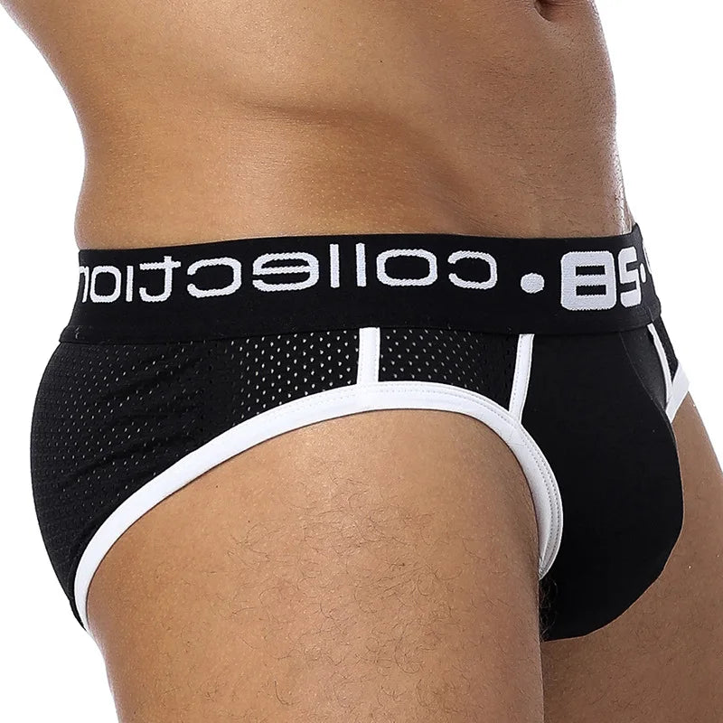 GZADN-BS107 Men's Mid-waist Color Patchwork Fashion Briefs Men's Breathable Sexy Trangile Briefs