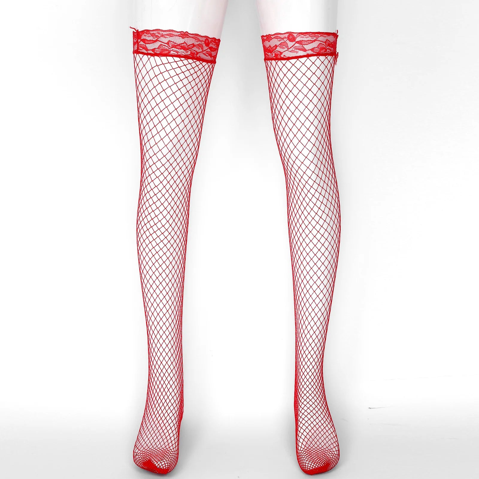 Men Glossy See-through Stockings Thin Shiny Solid Color Stretchy Sheer Thigh High Socks Sissy Fishnet Hollow Out Mesh Hosiery