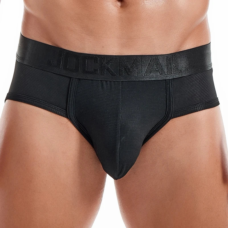 For Fashion Solid Color Men's Underwear Sexy Low Waist High Slit Boxer Briefs Breathable Mesh Material Quick Dry Plus Size