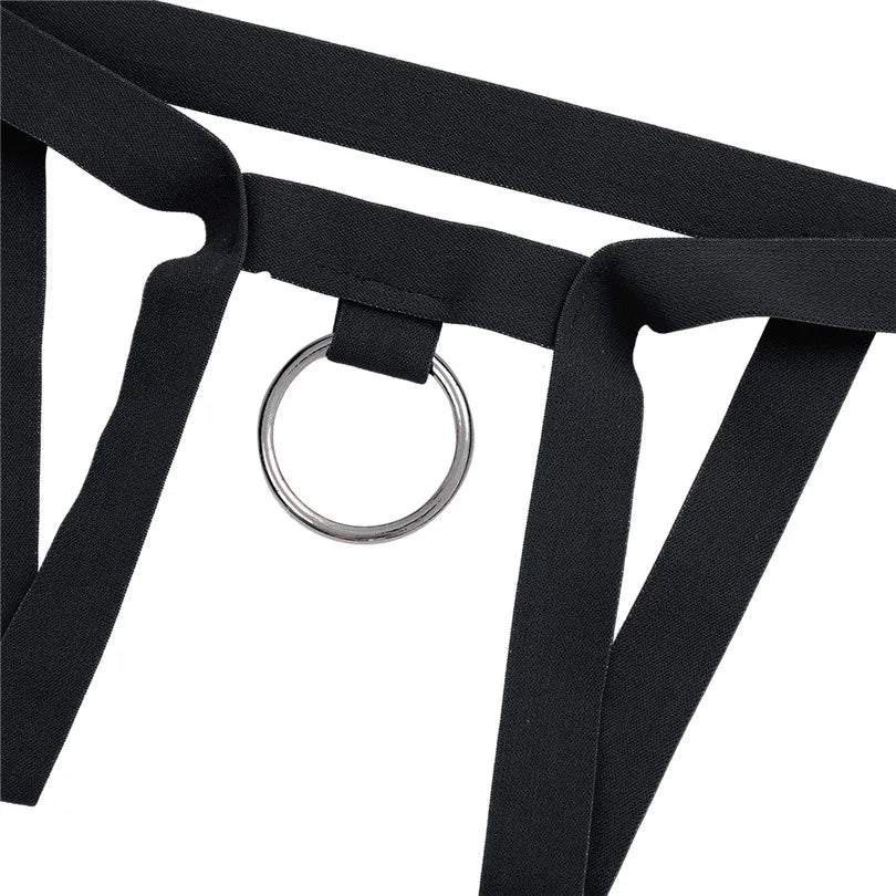 New Arrival Sexy Mens Lingerie Bikini Underwear Underpants Gay Male Jockstrap Crotchless G-string Bikini Underwear with O-Ring