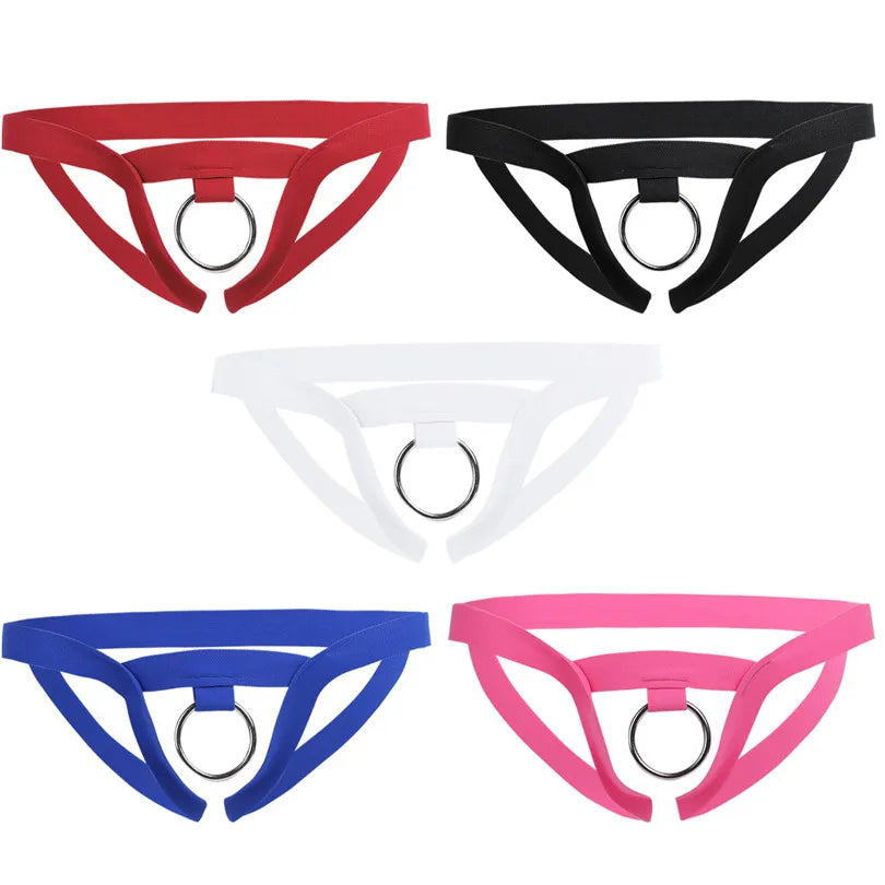 New Arrival Sexy Mens Lingerie Bikini Underwear Underpants Gay Male Jockstrap Crotchless G-string Bikini Underwear with O-Ring