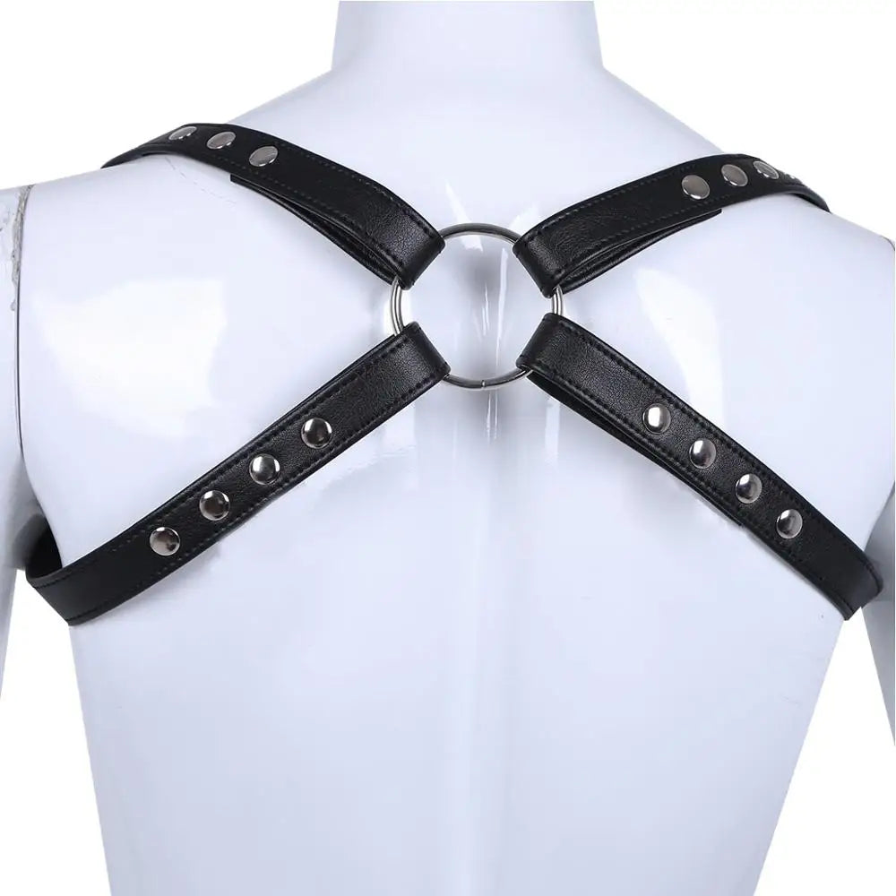 Harness Mens Lingerie Body Chest Harness Belts Male Leather Tops Costume O-ring Rivet Bondage Outfit Arnes Hombre Sex Harness