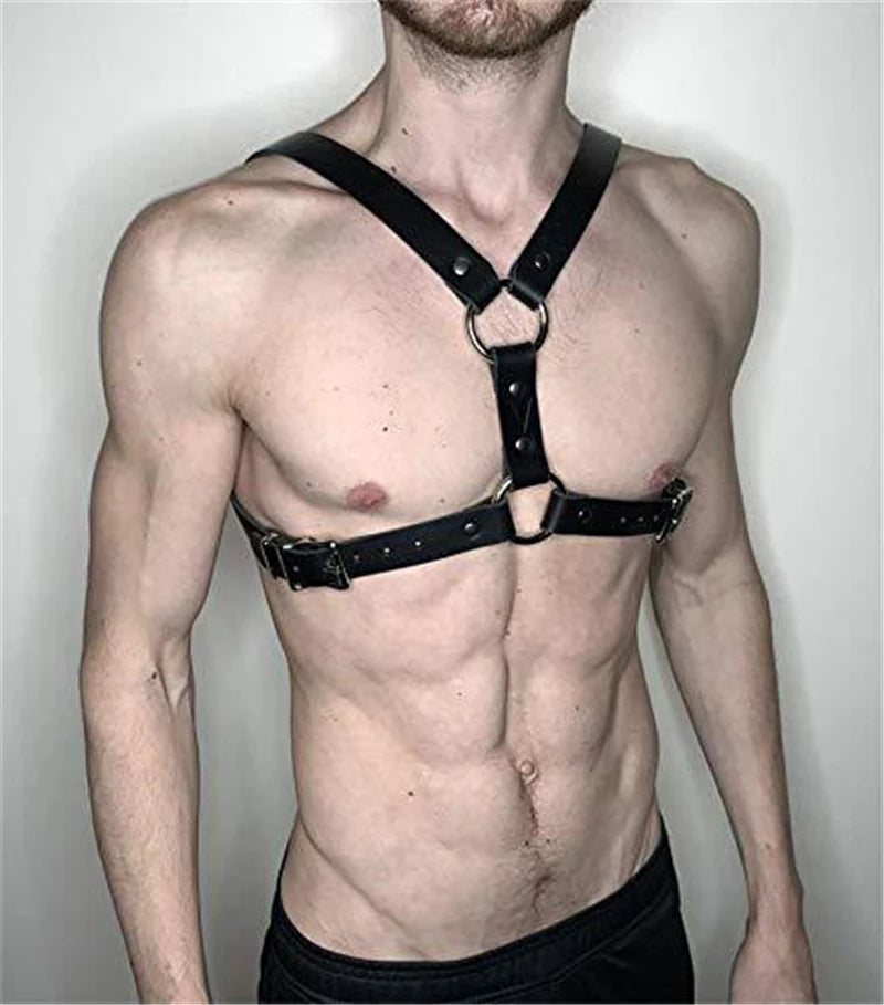 Fetish Men BDSM Chest Harness Belts Rave Gothic Leather Gay Clothes Sexual Body Bondage Harness Straps Male Sexy Erotic Lingerie