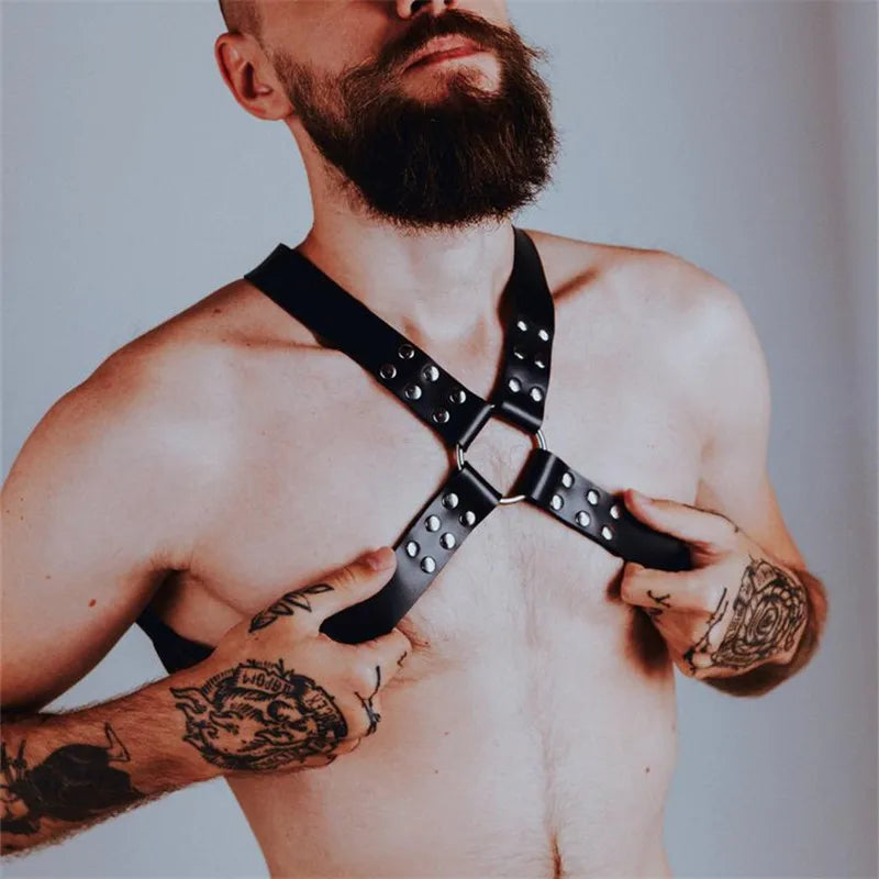 Fetish Men BDSM Chest Harness Belts Rave Gothic Leather Gay Clothes Sexual Body Bondage Harness Straps Male Sexy Erotic Lingerie