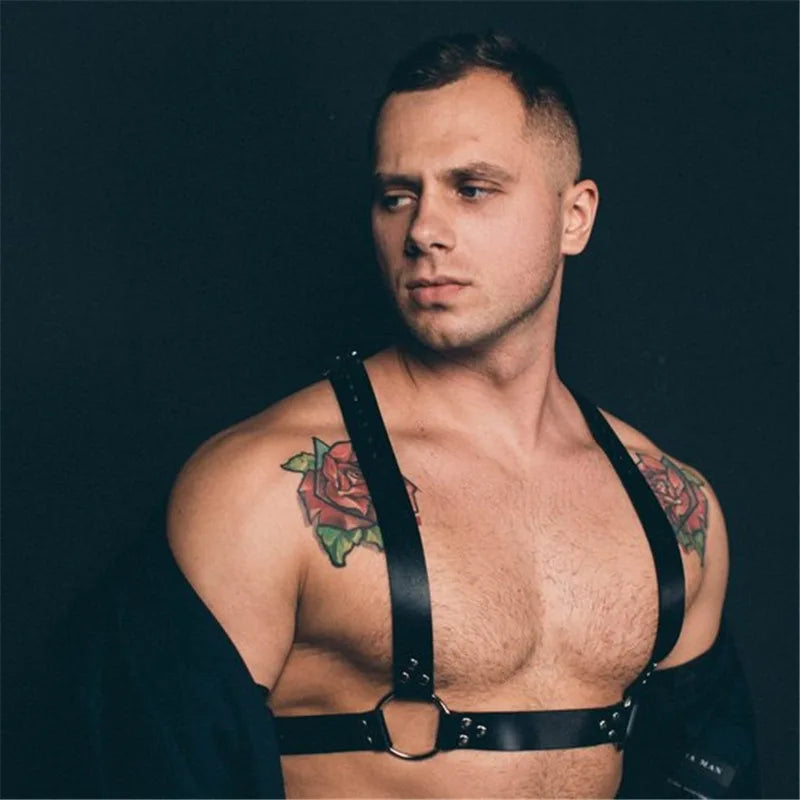 Fetish Men BDSM Chest Harness Belts Rave Gothic Leather Gay Clothes Sexual Body Bondage Harness Straps Male Sexy Erotic Lingerie