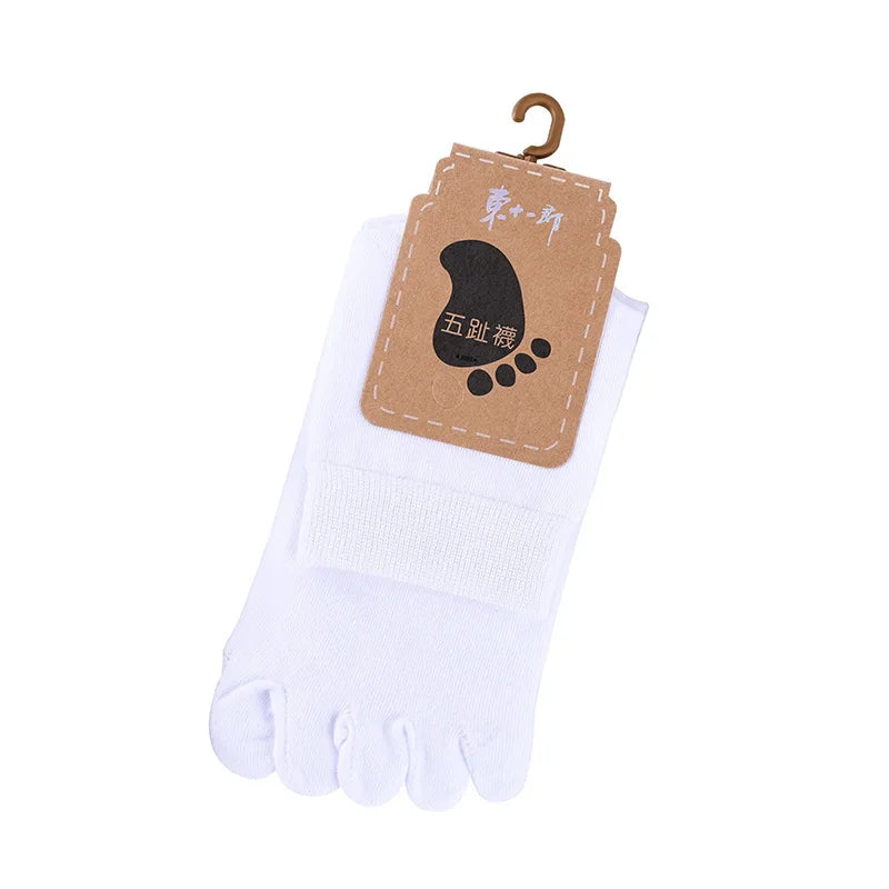 Unisex Toe Socks Men and Women Five Fingers Socks Breathable Cotton Socks Sports Running Solid Color Black White Grey happy Soks