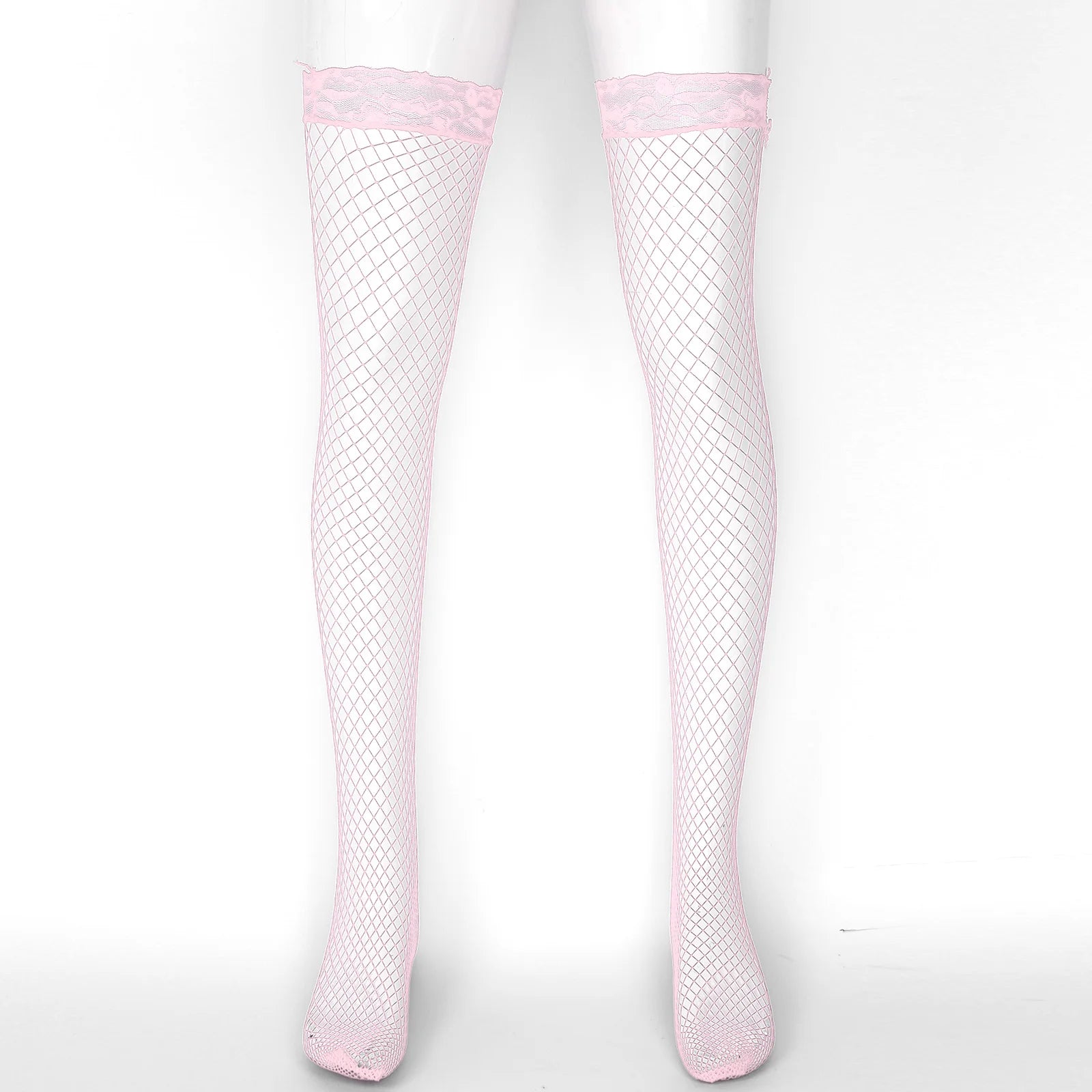 Men Glossy See-through Stockings Thin Shiny Solid Color Stretchy Sheer Thigh High Socks Sissy Fishnet Hollow Out Mesh Hosiery