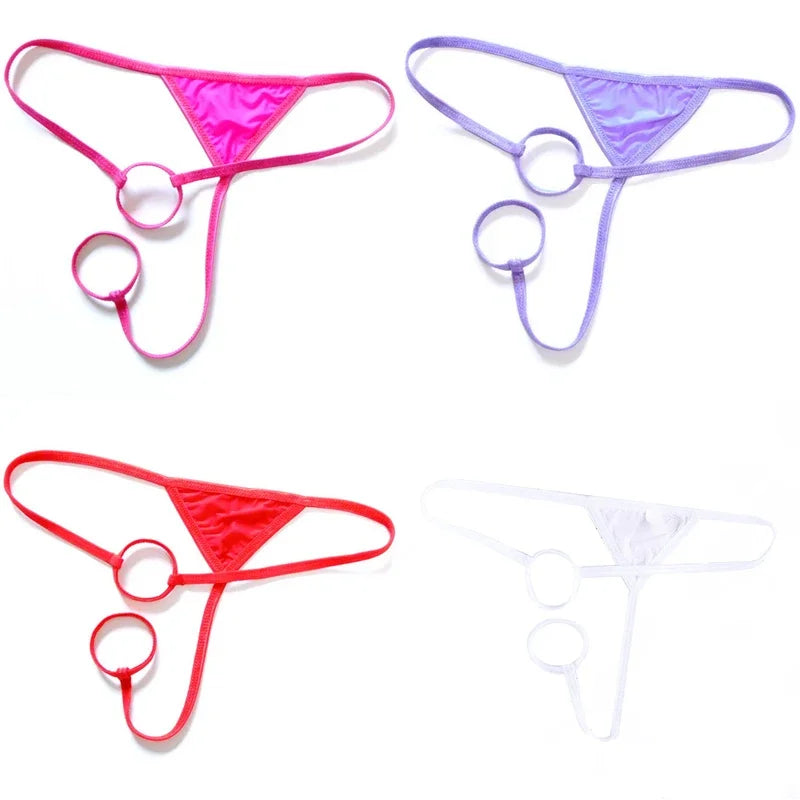 Cock Ring Sexy Thongs For Men Can Open Button G String Men Bikini Underwear Gay Jockstrap Men's Penis Hole Underwear