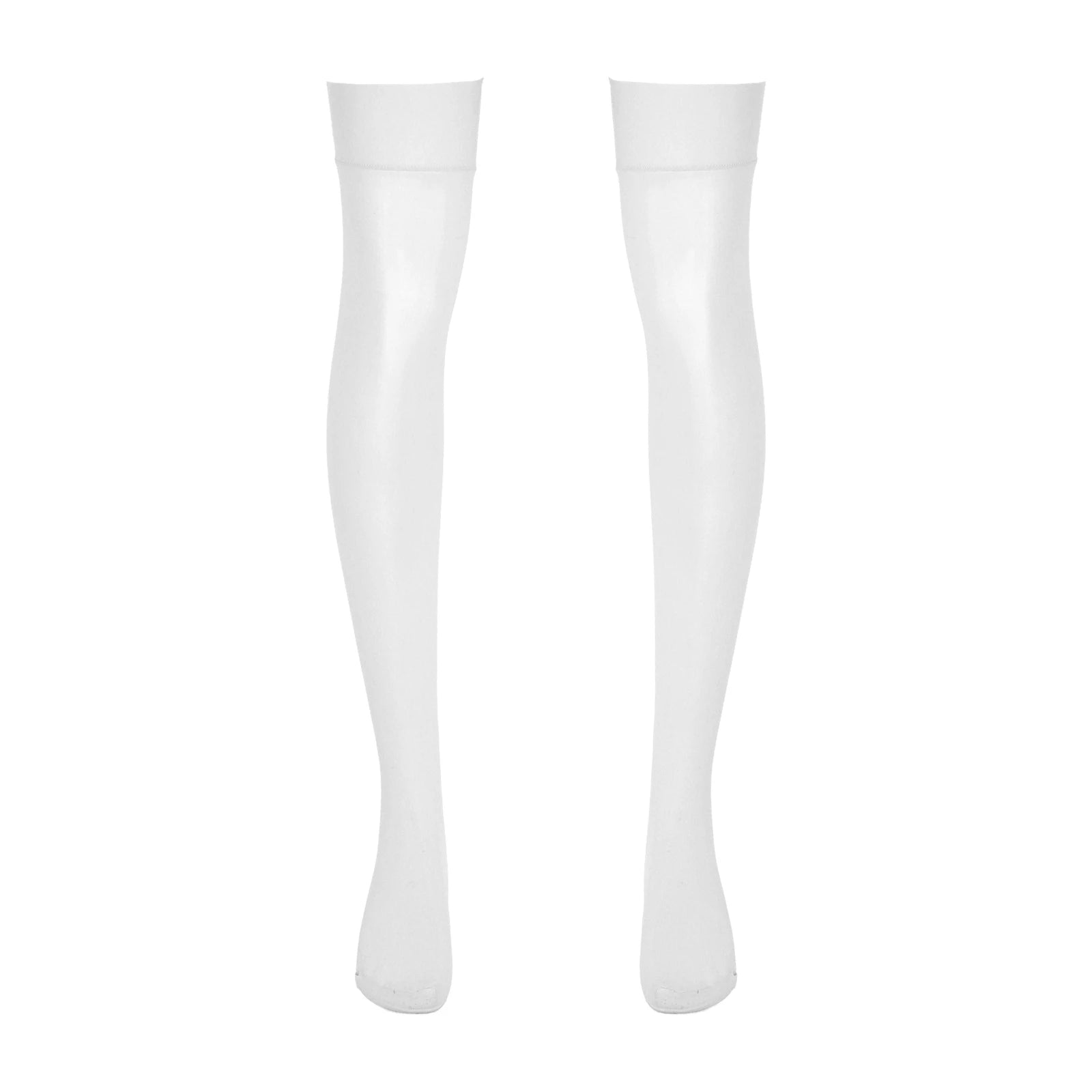 Sexy Mens Lingerie Glossy See-through Stockings Thin Shiny Solid Color Stretchy Sheer Thigh High Socks Sissy Stockings