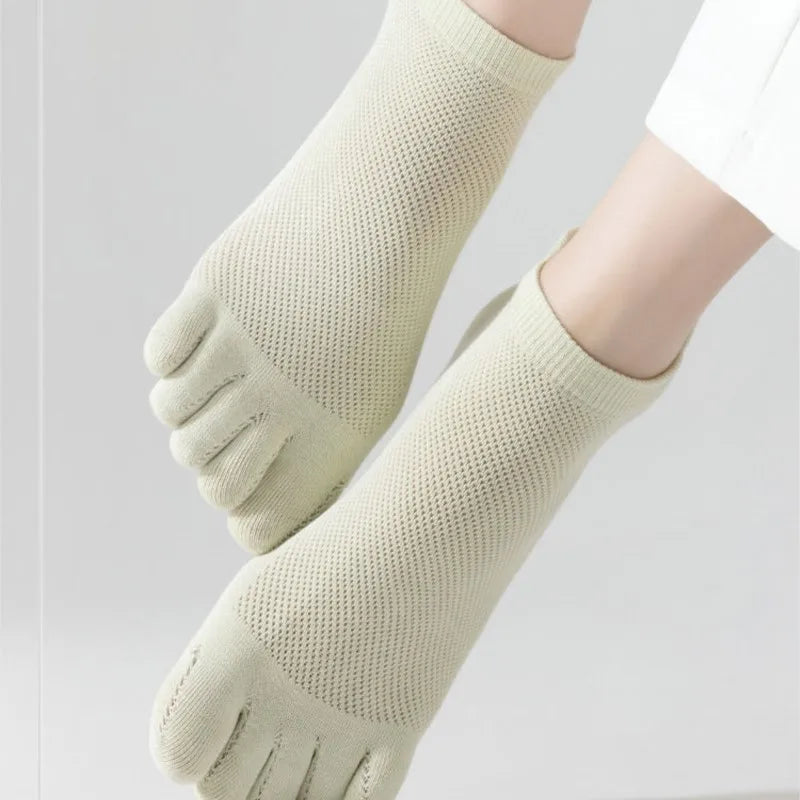 Unisex Toe Socks Men And Women Fingers Sock Breathable Pure Cotton Sports Sock Mesh Deodorant Sweat Absorption Solid Color Socks