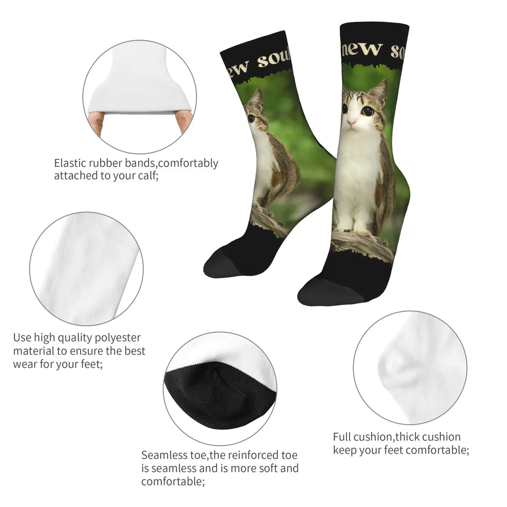 Unisex Men Socks Funny Meowl Meme Cat Owl Meme Brainrot Gen Stockings Winter Harajuku High Quality Socks Sports Anti Skid Socks