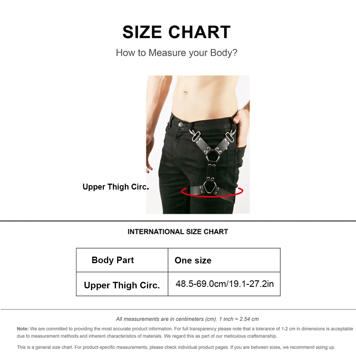 Leather Body Harness for Men - Adjustable Waist and Thigh Straps, Gothic Punk Style