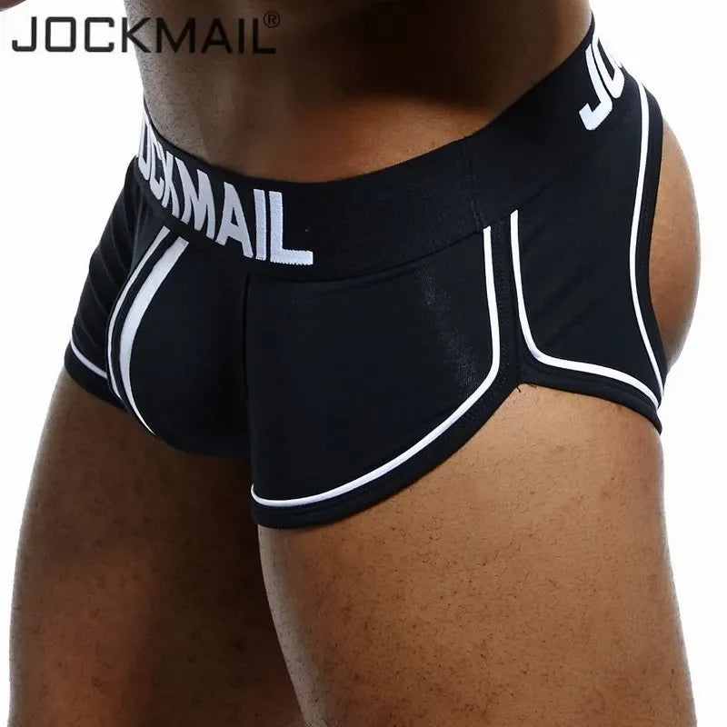 JOCKMAIL Brand Open Backless crotch G-strings Men Underwear Sexy Gay Penis tanga Short  Male Underwear Slip Thongs Jockstrap