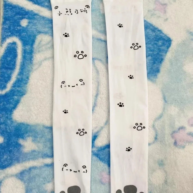 White Sexy Subculture Cute Cartoon Print Long Socks Haraiuku Over Knee Thigh High Stockings Y2K Cosplay Women's Socks Kawaii