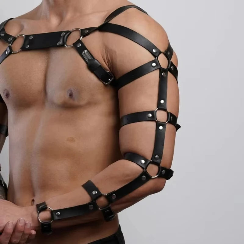 Male Faux Leather Sexy Chest Harness, Men Body Cage Shoulder Harness Strap Clothing Accessories for Adult