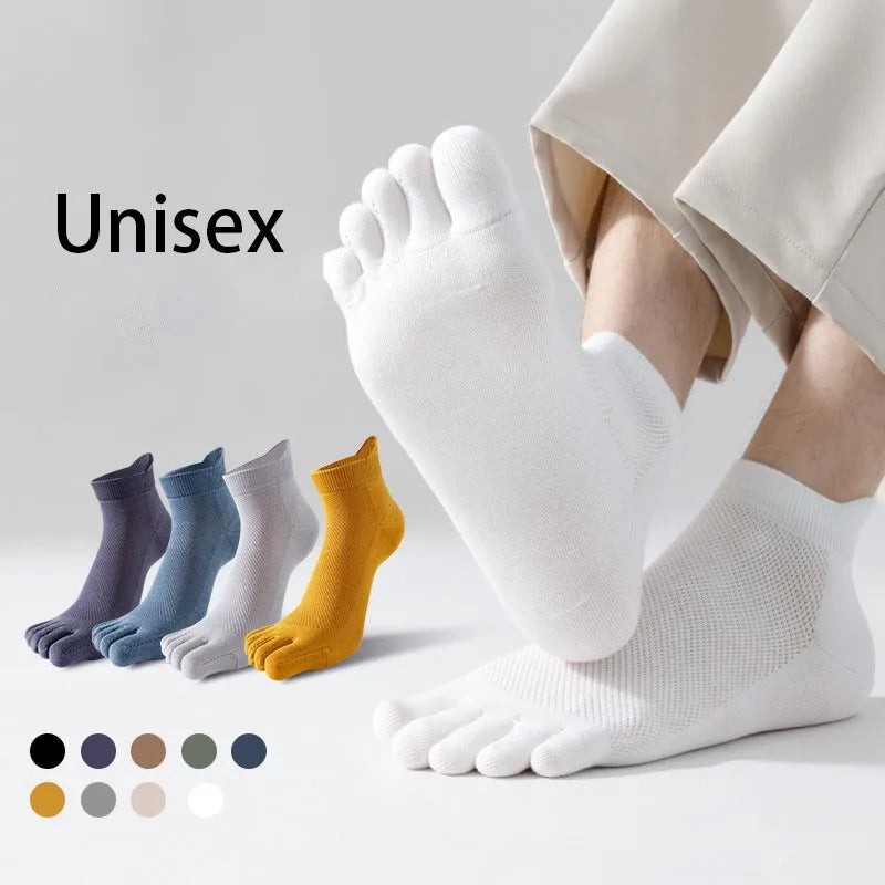 Unisex Toe Socks Men And Women Fingers Sock Breathable Pure Cotton Sports Sock Mesh Deodorant Sweat Absorption Solid Color Socks