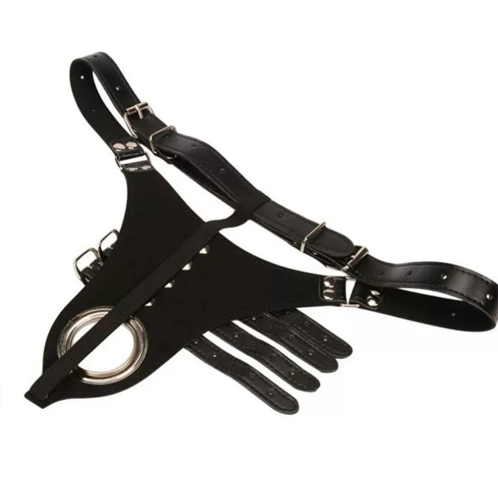 Strapon Male Chastity Pants Belt Sexy Lingerie Panties Harness Leather Thong SM penis Bondage Restraint Femboy Sex Toys for Men