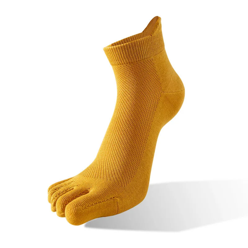 Unisex Toe Socks Men And Women Fingers Sock Breathable Pure Cotton Sports Sock Mesh Deodorant Sweat Absorption Solid Color Socks