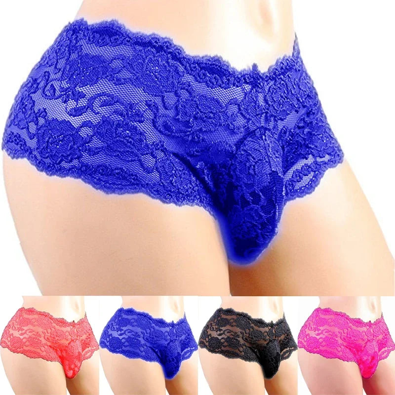 Sexy Lingerie Sexy Panties Men's Underwear Plus Siz Lace Sissy Male Breathable Jockstrap Briefs G-String Thongs Porno Underpants