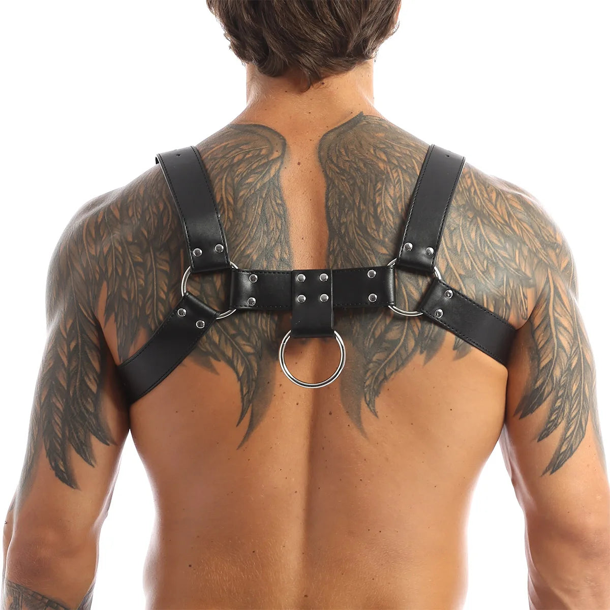 Sexy Men Harness Leather Chest Harness Belt Metal Rivets Fetish Gay Adjustable Belt Punk Rave Erotic Fetish Clothing Accessories