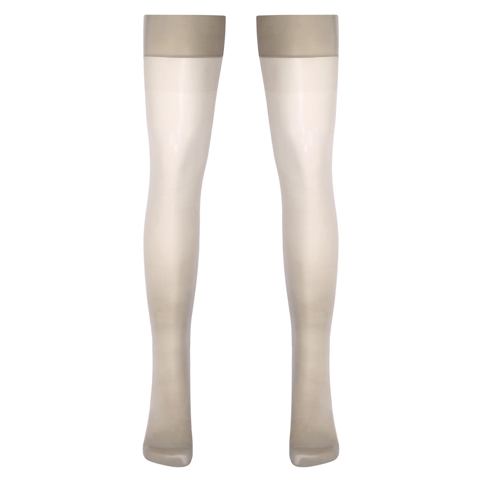 Sexy Mens Lingerie Glossy See-through Stockings Thin Shiny Solid Color Stretchy Sheer Thigh High Socks Sissy Stockings
