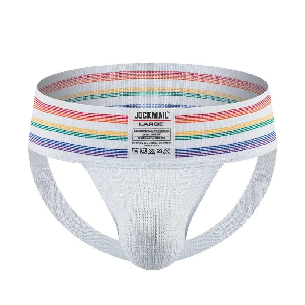 JOCKMAIL Men's Nylon Mesh Hole Jockstrap Low Waist Sexy Men Underwear Independent Bag Elastic Fashion Thong Athletic Underpants