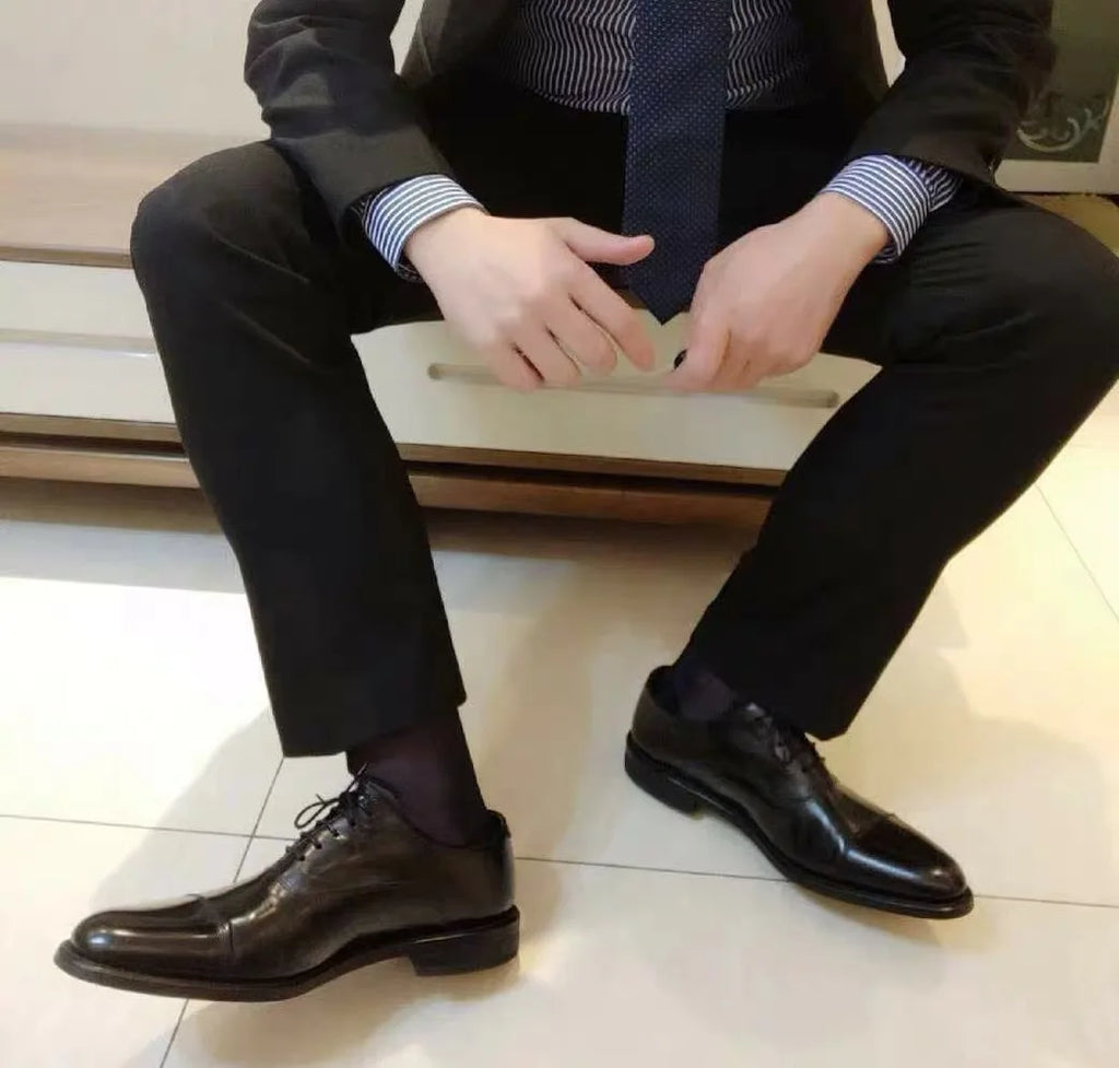 Men Sexy Dress Transparent Tube Silk High Socks Men Nylon Silk BDSM Slave Fetish Sissy Gay Hosiery Men Pure Sex Gaming Stockings