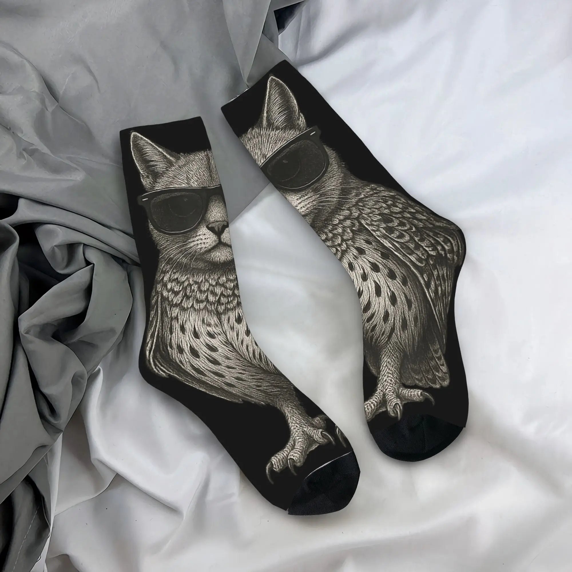 Unisex Men Socks Funny Meowl Meme Cat Owl Meme Brainrot Gen Stockings Winter Harajuku High Quality Socks Sports Anti Skid Socks