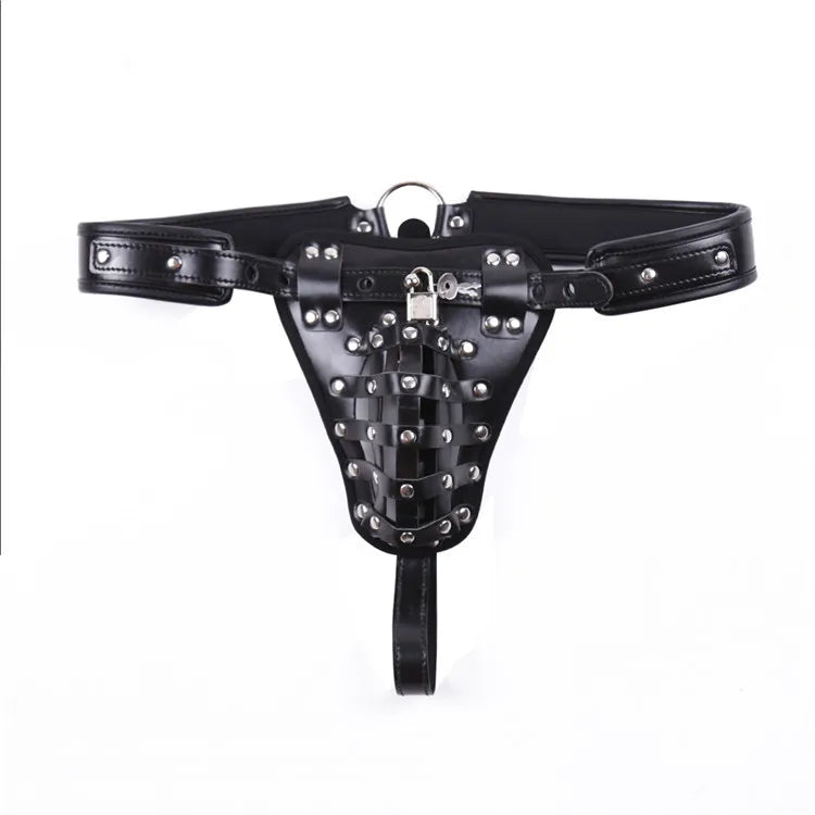 Sex Toys Gay Mens Open Butt Pentis Lingerie PU Leather Sissy Pouch Man Jockstraps G-string Underwear Underpants with Locks