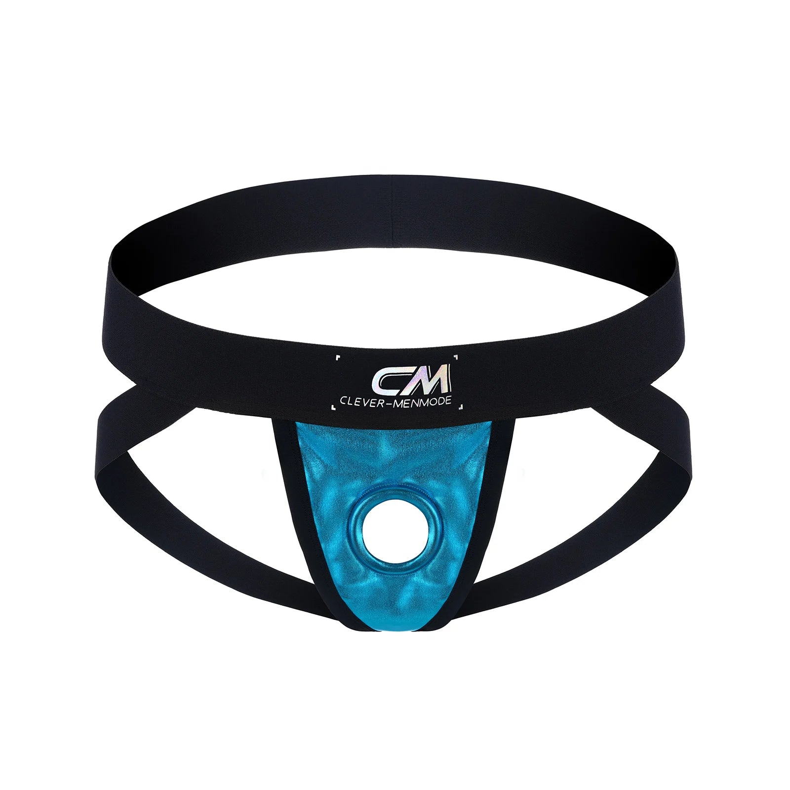 Men's Jockstrap Cock Ring Open Hole Thong Sexy Cockring Low Rise Faux Leather Underwear Hollow Out Underpants Wide Waistband