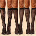 3 Pair Sexy Fishnet Stockings Hollow Out Woman Socks Transparent Knee High Socks Gothic Lolita Japanese Mid-tube Female Socks