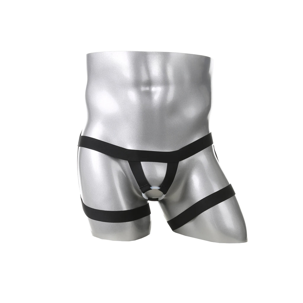 Men's Silicone Ring Jockstrap Elastic Garter Belt Thong Lingerie Sexy Low Waist Bondage Underwear with Leg Straps