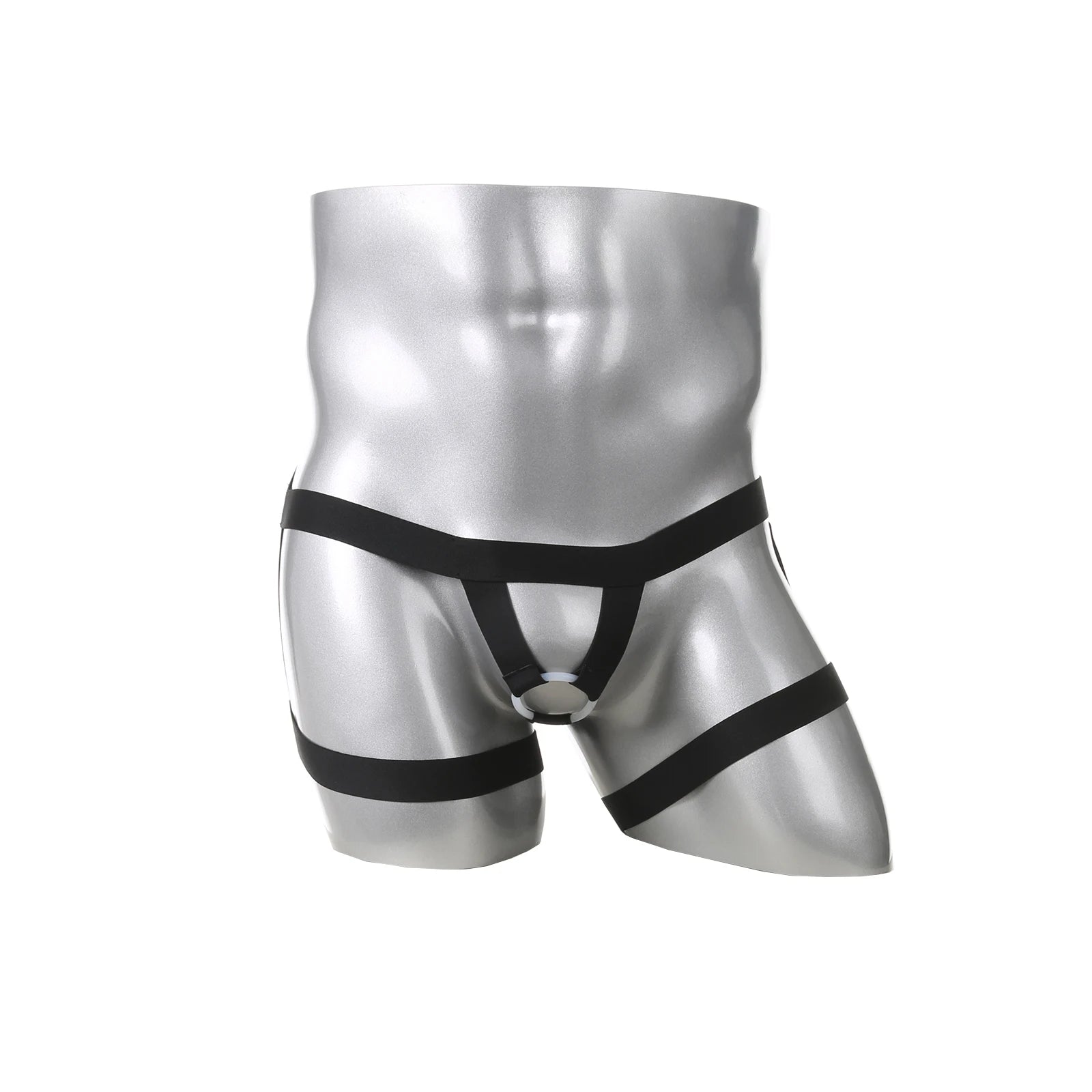 Men's Silicone Ring Jockstrap Elastic Garter Belt Thong Lingerie Sexy Low Waist Bondage Underwear with Leg Straps