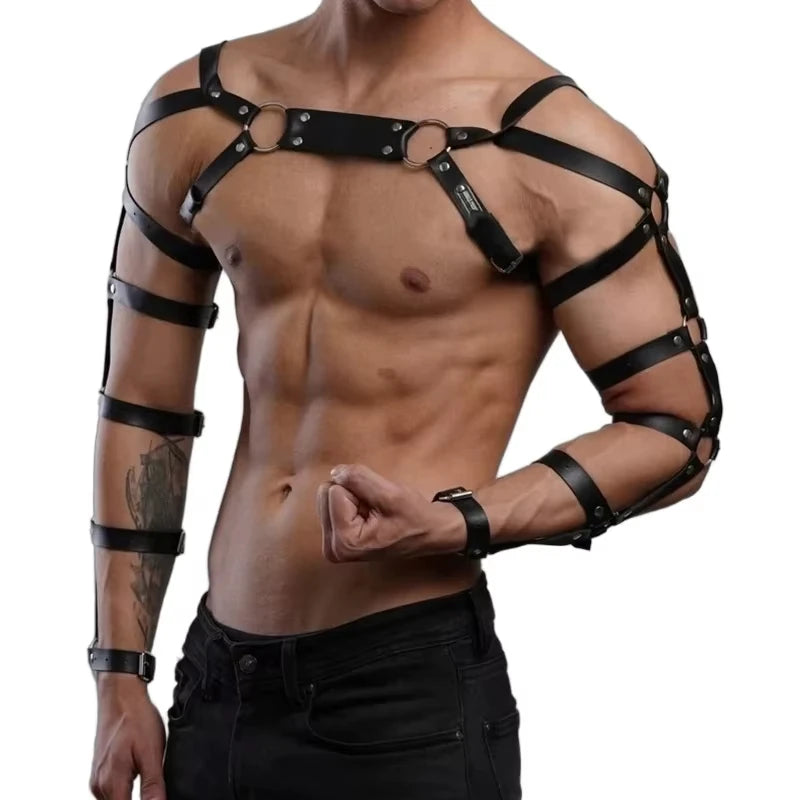 Male Faux Leather Sexy Chest Harness, Men Body Cage Shoulder Harness Strap Clothing Accessories for Adult
