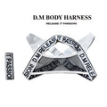 Designer Men Fashion Harness Shoulder Straps with Mesh Letter Printed Chest Straps Muscular Male Gay Decorated Harness