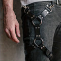 Leather Body Harness for Men - Adjustable Waist and Thigh Straps, Gothic Punk Style