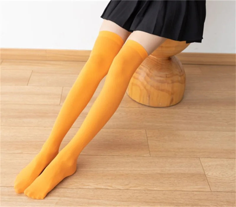 Sexy Black White Long Socks Women Over Knee Thigh High Socks Over The Knee Stockings For Ladies Girls Warm Knee Socks