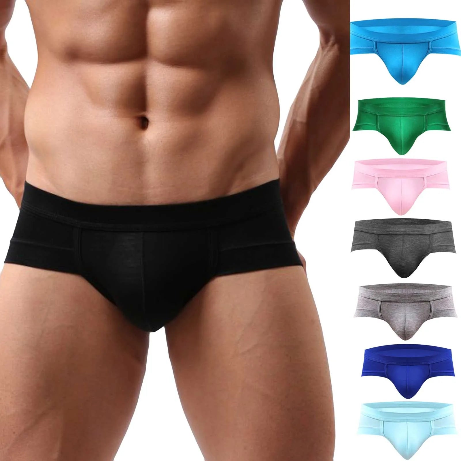 Mens Sexy Modal Underwear Briefs Men Low Rise U convex Pouch Brief Underpants Men Breathable Briefs