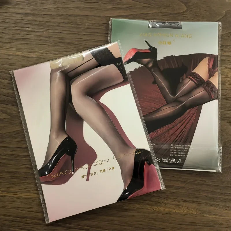 Sexy Men Oil Shiny High Stockings Back Vertical Line Glossy Stocking Sexy Tight Shaping Elastic Stockings Over knee Plus Size