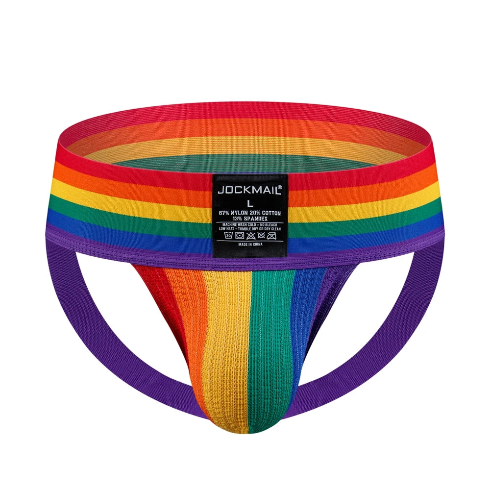 JOCKMAIL Men's Nylon Mesh Hole Jockstrap Low Waist Sexy Men Underwear Independent Bag Elastic Fashion Thong Athletic Underpants