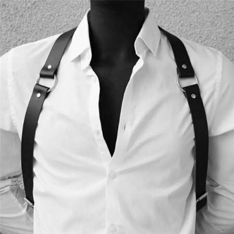 [2411 People Gave Positive Reviews]Men's New Product Strap Straight Down Leather Shirt Strap Chest Strap Functional Punk Strap