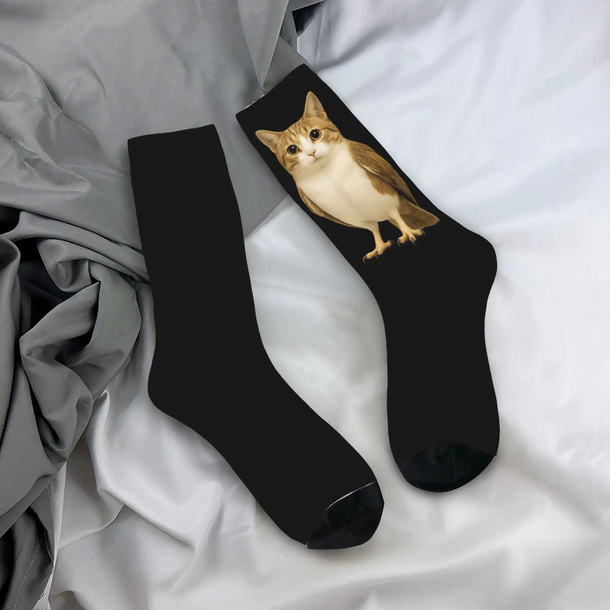 Unisex Men Socks Funny Meowl Meme Cat Owl Meme Brainrot Gen Stockings Winter Harajuku High Quality Socks Sports Anti Skid Socks